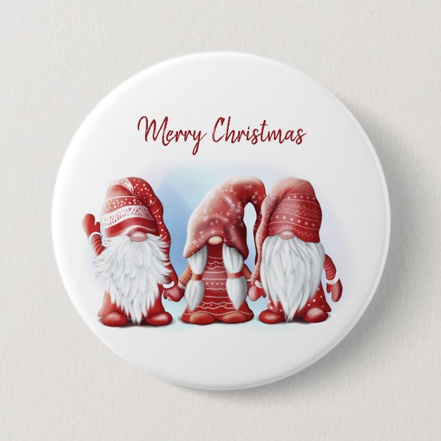 Drei Weihnachtslustige Gnome Coffee Tasse Stone Ma Button (Vorderseite)