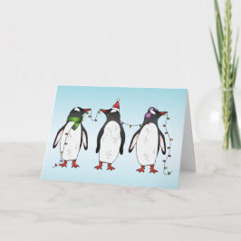 Drei Weihnachtspinguine Illustration Feiertagskarte