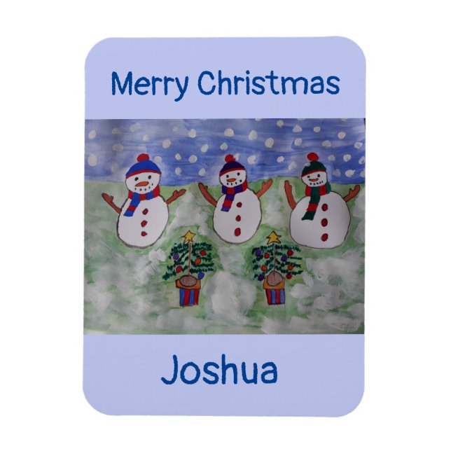 Drei Weihnachtsschneemänner flexibel Magnet (Vertikal)