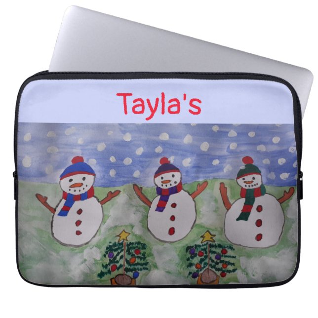Drei Weihnachtsschneemänner Laptop-Sleeve Laptopschutzhülle (Vorderseite)