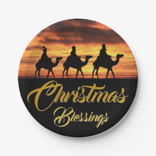 Drei Weihnachtssegen König-Riding Camels Pappteller
