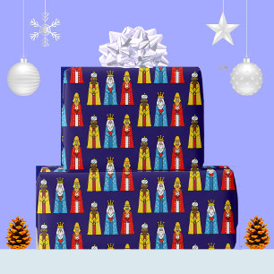 Drei Weise Männer auf Marineblau Geschenkpapier