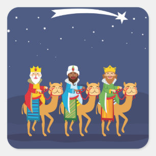Drei Weisen auf Kamel Quadratischer Aufkleber