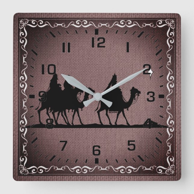 Drei Weisen Quadratische Wanduhr (Vorderseite)