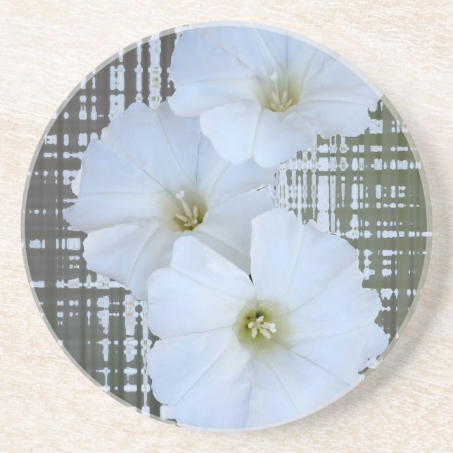drei weiße Blume Getränkeuntersetzer (Vorne)