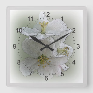 drei weiße Blume Quadratische Wanduhr