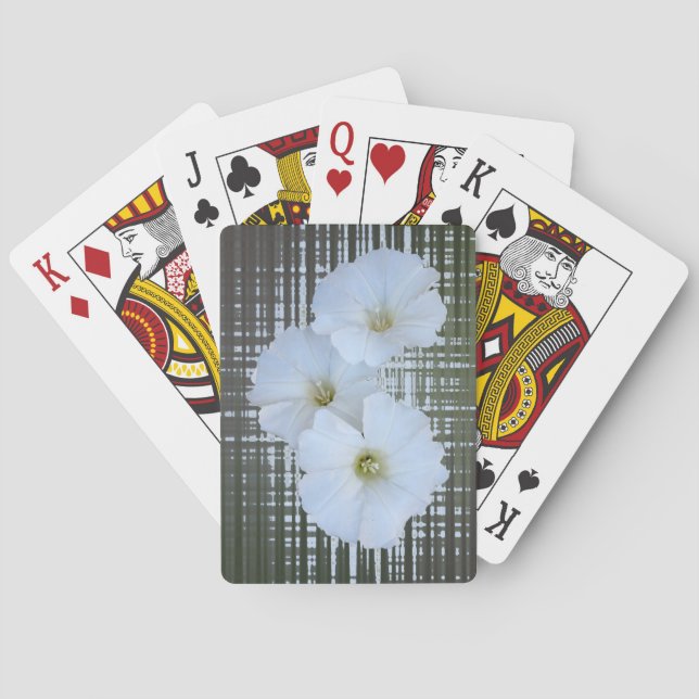 drei weiße Blume Spielkarten (Rückseite)