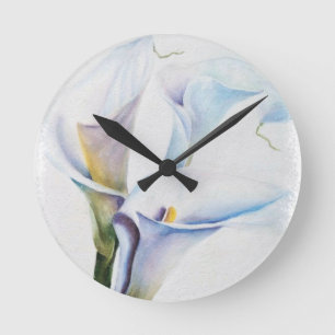 DREI WEISSE CALLA-LILIEN-UHR RUNDE WANDUHR