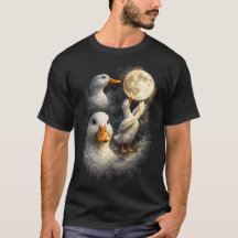 Drei weiße Enten unter dem Vollmond - Wildlife-Kun