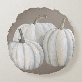 Drei weiße Pumpkins Rundes Kissen