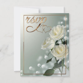 Drei weiße Rosen/Gold Trips Dankeskarte
