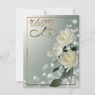 Drei weiße Rosen/Gold Trips Dankeskarte