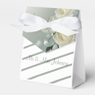 Drei weiße Rosen/Gold Trips Geschenkschachtel