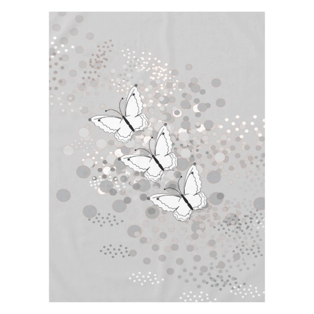 Drei weiße Schmetterlinge Tischdecke (Vorderseite)