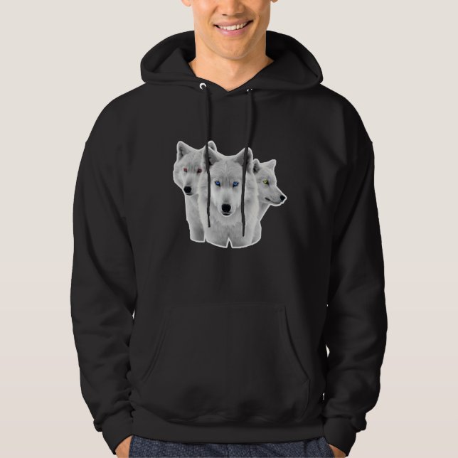 Drei weiße Wölfe Hoodie (Vorderseite)
