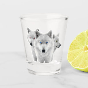 Drei weiße Wölfe Schnapsglas