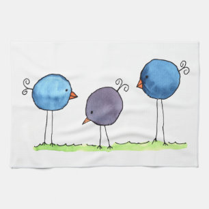 Drei Whimsikfarbene Vögel Geschirrtuch