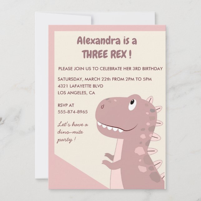 Drei Wiederholgeburtstage Einladung 3 rex Niedlich (Vorderseite)