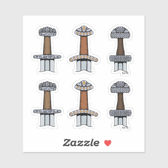 Drei Wiking Sword Hilts Aufkleber (Blatt)