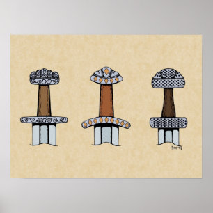 Drei Wiking Sword Hilts Poster