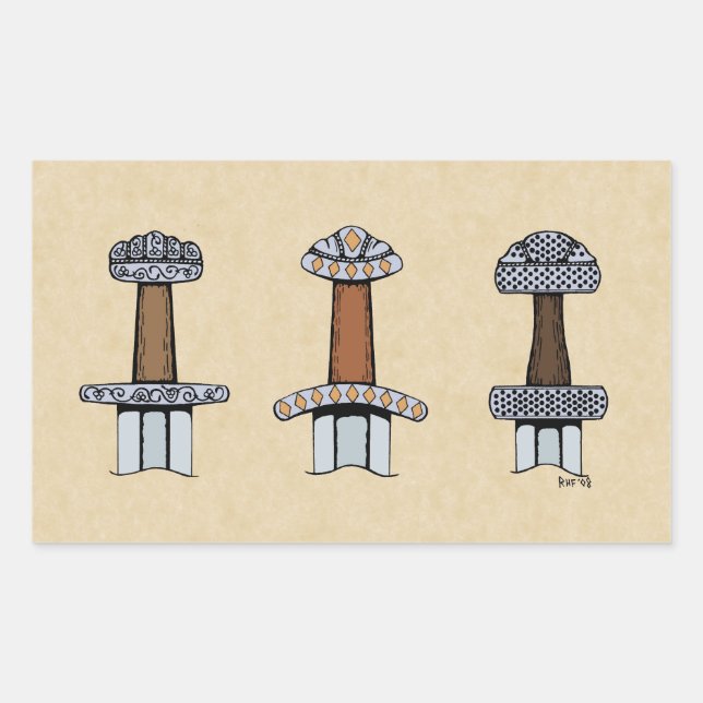 Drei Wiking Sword Hilts Rechteckiger Aufkleber (Vorderseite)