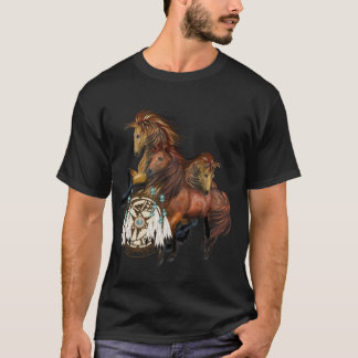 Drei wilde Hengste und Mandala-Shirt T-Shirt