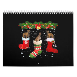 Drei Windhund Hund in Socken Weihnachten Kalender