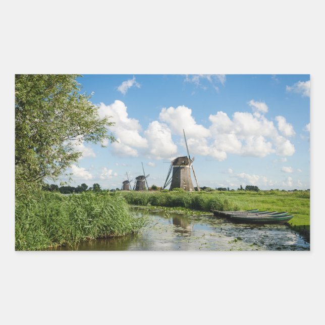 Drei Windmühlen und ein rechteckiger Aufkleber für (Vorderseite)
