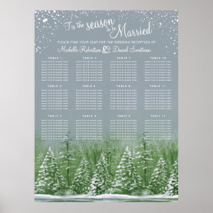 Drei Winter Hochzeit grau 12 Tisch Sitzkarte Poster