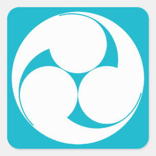 Drei Wirbel im Uhrzeigersinn (Sugaki) Quadratischer Aufkleber