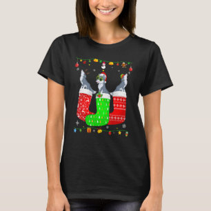 Drei Wolf in Weihnachtssocken Matching Xmas Pajama T-Shirt