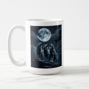 Drei Wölfe heulen bei Vollmond - Drei Wolf Kaffeetasse