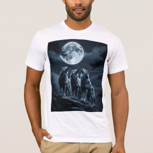 Drei Wölfe heulen bei Vollmond - Drei Wolf T-Shirt