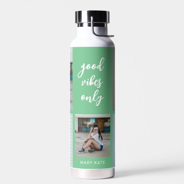 Drei Wörter Collage EDITABLE FARBFLasche Trinkflasche (Links)