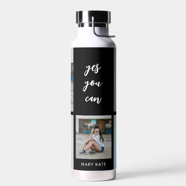 Drei Wörter Collage EDITABLE FARBFLasche Trinkflasche (Links)