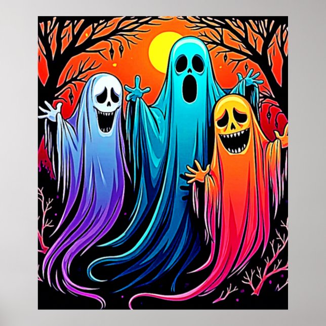 Drei wunderbare Halloween-Geisterdesign Poster (Vorne)