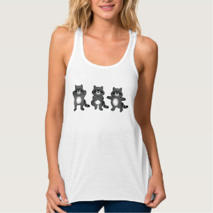 Drei Yoga-Raccoons Niedlichen Cartoon Tank Top