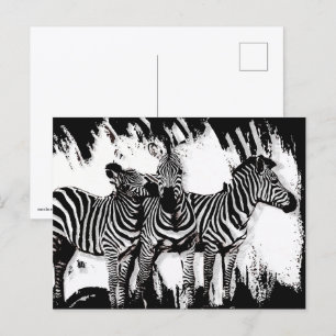 Drei Zebras beim Malen Postkarte