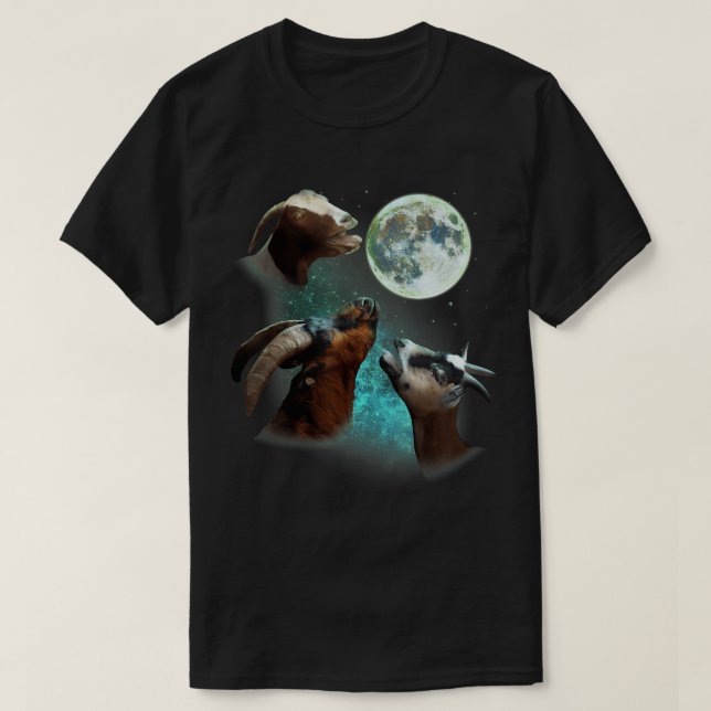 Drei Ziegen Howl auf dem Mond 3 Wolfs Wolfen Funny T-Shirt (Design vorne)