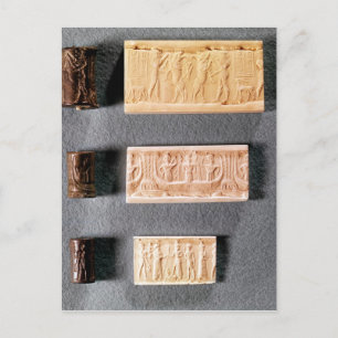 Drei Zylinder-Siegel mit Eindrücken, Postkarte