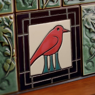 Dreibeiniger Vogel Art Deco Nouveau Wanddekoration Fliese