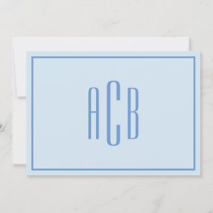 Dreibuchstaben Kornblumenblau-Monogramm-Rahmen Mitteilungskarte