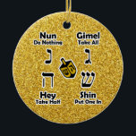 Dreidel Anweisungen glückliches Chanukka - Keramikornament<br><div class="desc">Dekorative und bequeme Weise, Anweisungen für das Spielen des jüdischen Spiels der Kinder von dreidel zur Hand zu behalten… Ihre Kinder kann einen Blick nehmen, wenn sie eine Erinnerung benötigen von, wie man spielt und was die hebräischen Buchstaben genannt werden. Großes Chanukka-Geschenk! SEIEN Sie SICHER, DIE MITTEILUNG ZURÜCK DER VERZIERUNG...</div>