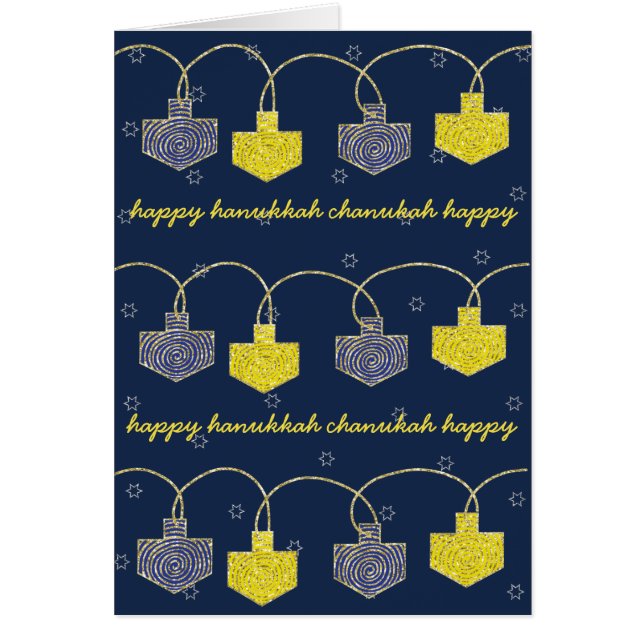 "Dreidel Banner" Hanukkah Card w Envelope (Vorne)