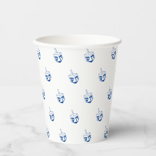 Dreidel-blaues weißes Muster Hanukkah Pappbecher