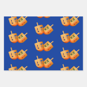 Dreidel Hannukah Holiday Wrapping Paper Geschenkpapier Set