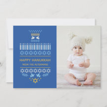 Dreidel Icons Hanukkah Holiday Blue Gold