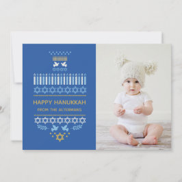 Dreidel Icons Hanukkah Holiday Blue Gold Feiertagskarte