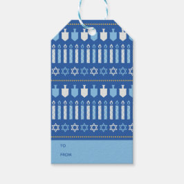 Dreidel Icons Hanukkah Holiday Blue Gold Geschenkanhänger