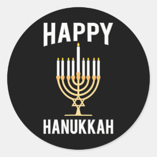 Dreidel Menorah Funny Chanukah Happy Hanukkah Runder Aufkleber